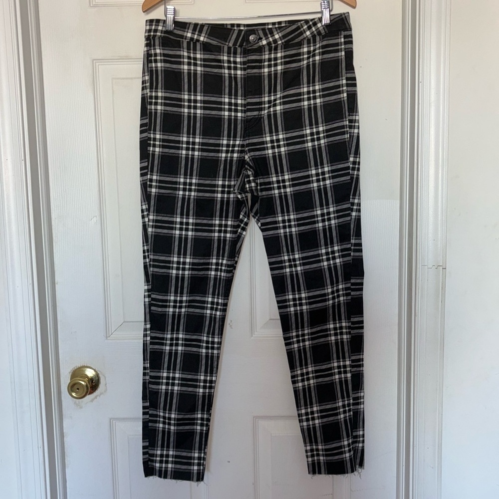 Divided Black Checkered Plaid Pants